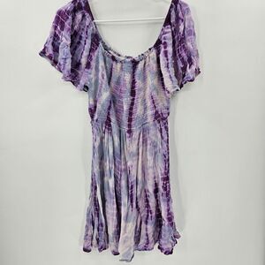 Angie purple tie dye dress medium fairy core cottage flowy stretch